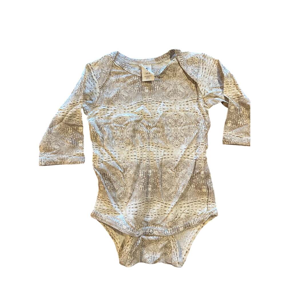 NWT Kate Quinn Snake Skin Print Onesie Bodysuit Grey Bamboo 3-6m